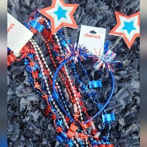 Claire's Red, Blue, and Silver Star Headbands